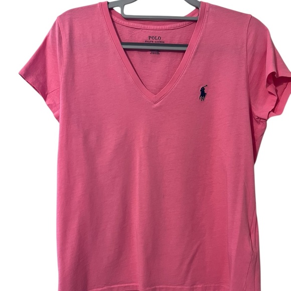 Polo by Ralph Lauren Pink V-Neck Short Sleeve Tee Size Medium - Picture 1 of 5